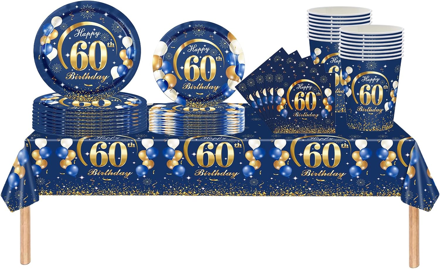 Table Number Gold - Navy Blue Gold 60th Birthday Decorations