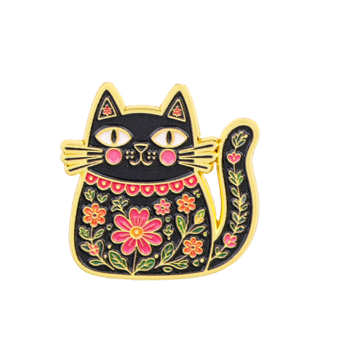 Folk Art Floral Black Cat Enam - Good Floral & Wedding Decor Supply Photos review and price