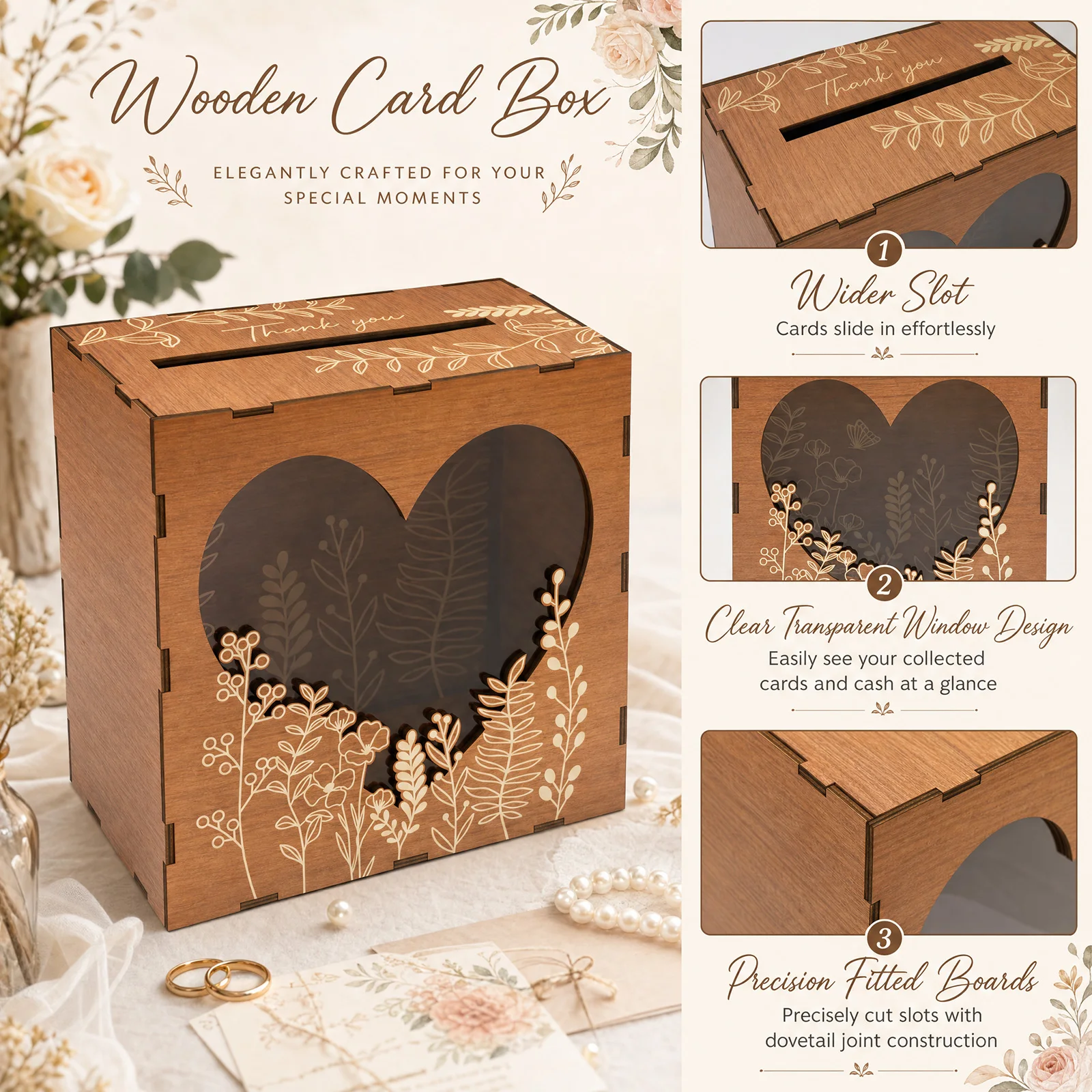 Wooden Card Box Storage Organi - Wedding Card Box review and price